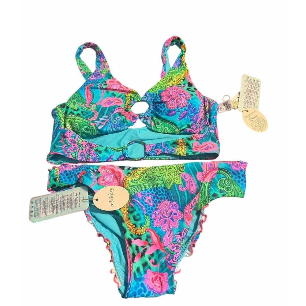 NEW Luli Fama Seaglass Fantasy Bikini Set Vibrant  Bralette Top +  Bottom